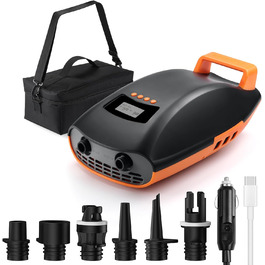 Надувний SUP насос Swonder Seawolf: акумуляторний, 20PSI, 6000mAh, з автоадаптером, чорний/мандарин