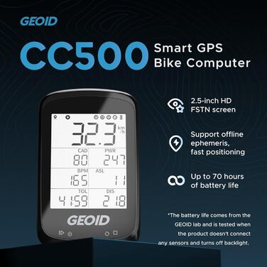 Велокомп'ютер GEOID CC500 GPS з 2,5-дюймовим екраном, бездротовий велотахометр з Bluetooth, Ant+, водонепроникний IPX6, сумісний із датчиками швидкості, каденсу та потужності