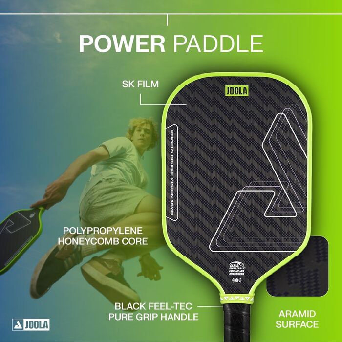 Падл для піклболу JOOLA Vision/Double Vision з фолією SK для зменшення вібрації, сертифікований USAPA Perseus Double Vision - Charge Green