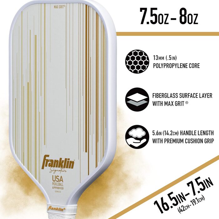Професійна ракетка для піклболу Franklin Sports Signature Series з покриттям MaxGrit, турнірна, сертифікована USAPA