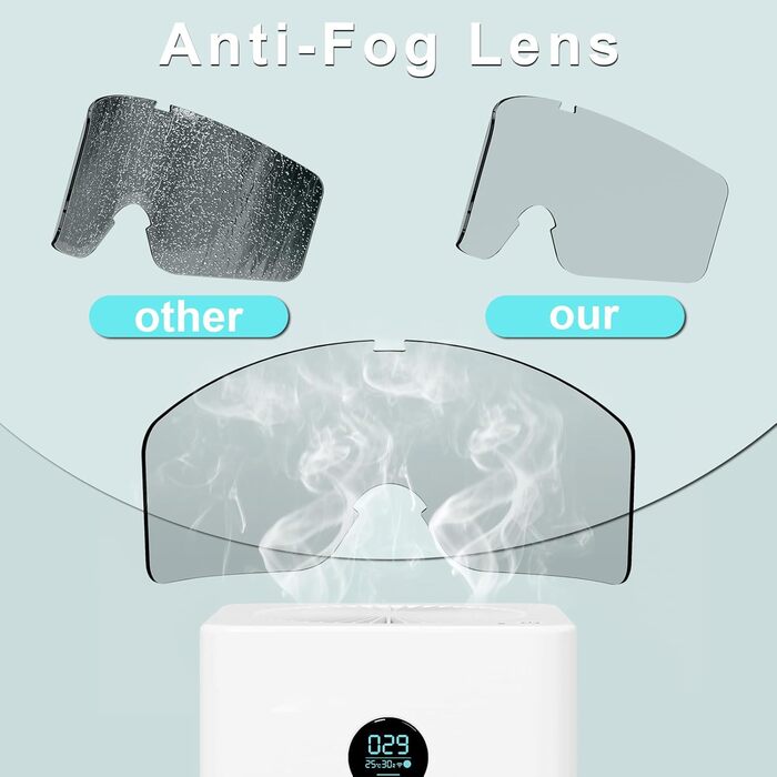 Снігові окуляри Vgooar з OTG циліндричною лінзою, регульованими ремінцями, 100% UV захистом, анти-туманне покриття для чоловіків та жінок, червоні