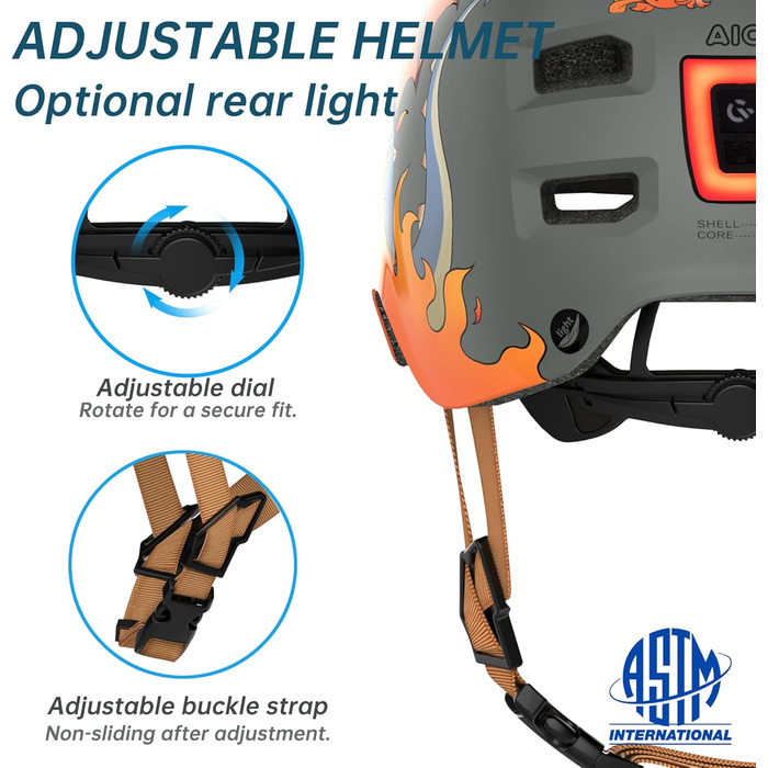 Шолом для скейтборду, самокату, BMX та електросамокату дитячий/унісекс Ultraleicht (Ультралегкий) Macaron Dinosaurier сірий L