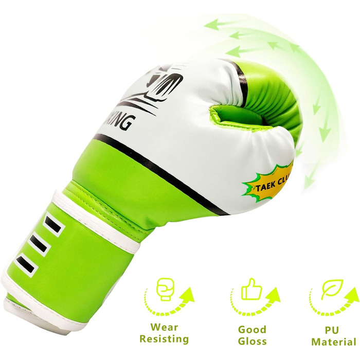 Боксерські рукавички для дітей CKE, 5-12 років, для тренувань, бокс, кікбоксинг, муай-тай, зелені