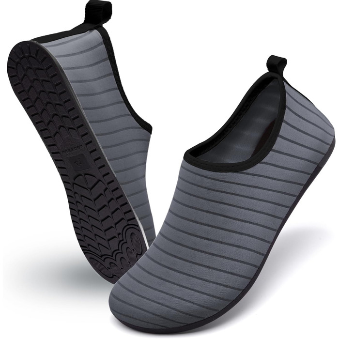 Водні шкарпетки для плавання та відпочинку на пляжі - чоловічі та жіночі (40 EU, смужки сірого кольору)