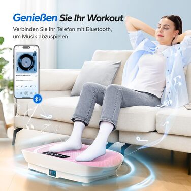 Віброплатформа MERACH для тренувань всього тіла, рожева. З Bluetooth-динаміком, автоматичне регулювання швидкості, для м'язового тренування та формування