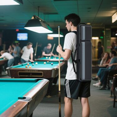 Чохол для більярдних київ на 4 основи та 5 жозлів, преміум-якість, з рюкзак-лямками, чорний