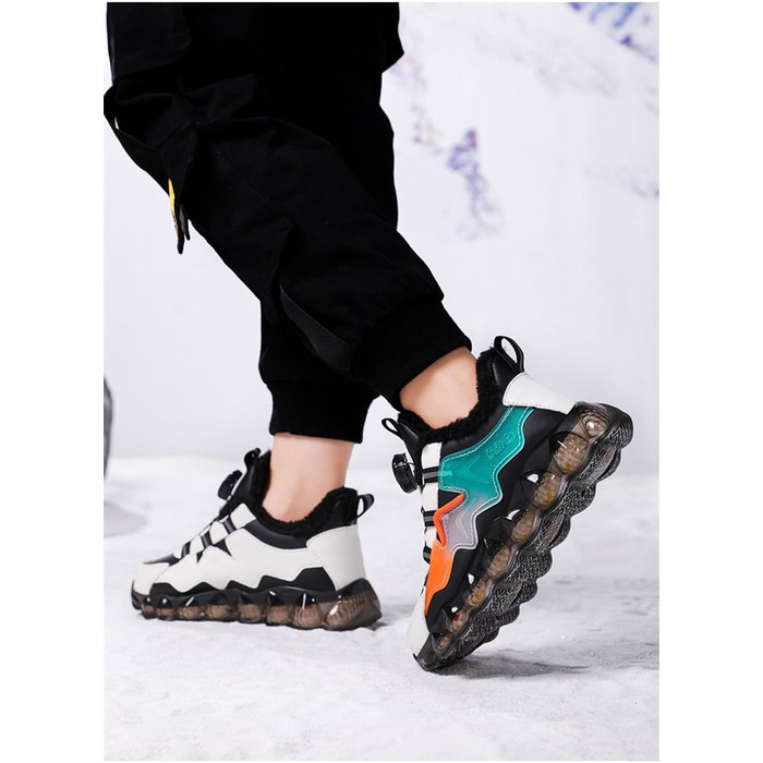 Дитячі зимові черевики Kinder для хлопчиків: неслизькі, трекінгові, теплі, зручні, бавовняні, для активного відпочинку та занять спортом (Помаранчеві, 32 EU)