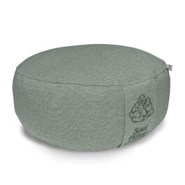 Медитаційне подушення Soul Pillow: зручне сидіння для йоги та медитації, Ø30 см, 15 см заввишки, з пшеничною начинкою, знімний чохол, екологічна тканина OEKO TEX 100, колір: зелено-сірий