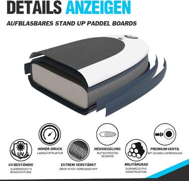 Надувний SUP Борд Zupapa 320/366см з аксесуарами | Stand Up Paddle Board з сидінням для каяка | Чорно-сірий-білий