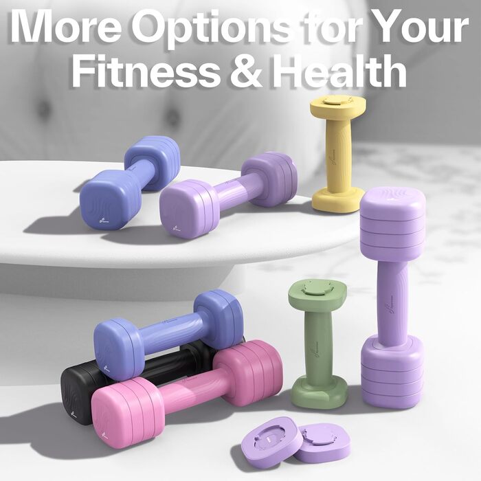 Sportneer Регульовані гантелі для жінок – комплект з 2 гантелей (по 1–2,5 кг) з неслизьким TPU-покриттям, 4-в-1 комплект гантелей для фітнесу вдома, для домашнього спортзалу та силових тренувань, колір: Димчасто-чорний