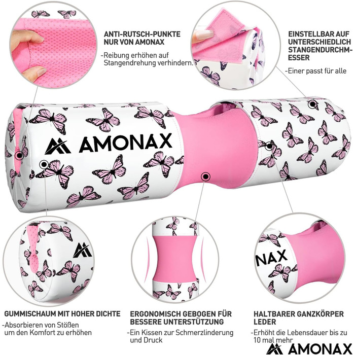 Amonax шкіряний чохол для штанги, товстий захист шиї для станів і присідань, фітнес, силові вправи, барбел пад, метелик