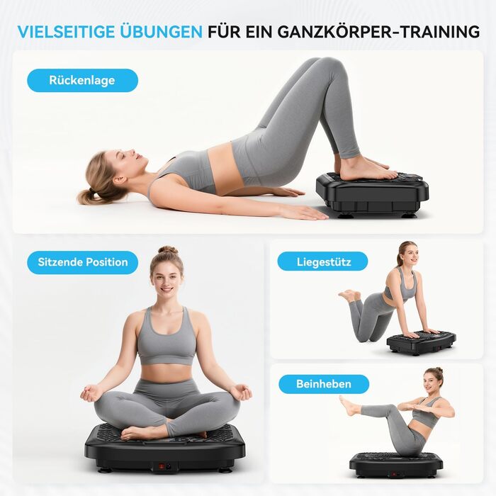 Віброплатформа з керуванням через додаток, пультом та LED-дисплеєм, до 220 кг, 199 рівнів вібрації для дому, Bluetooth, гуми для тренувань, 200W