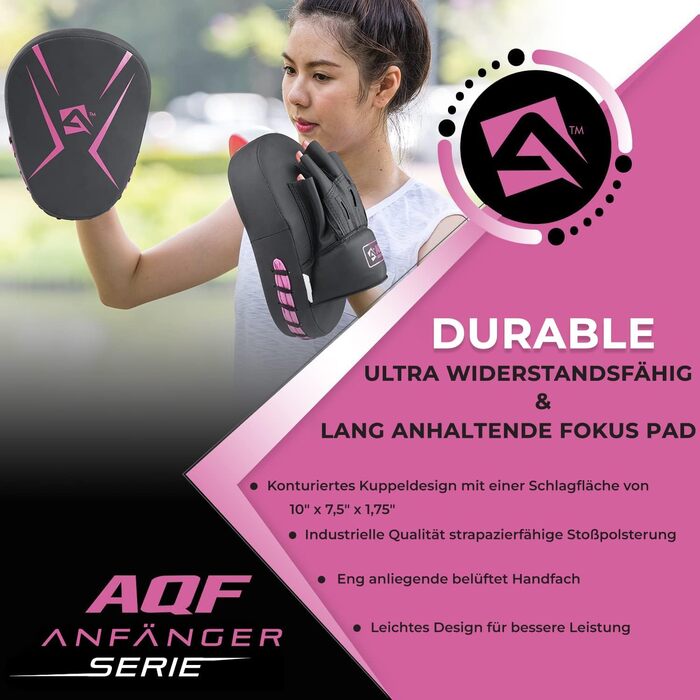 Боксерські рукавиці-лапи AQF Pratzen для муай-тай, кікбоксингу, MMA, карате (рожеві)
