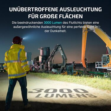 OLIGHT Perun 3 - ліхтар налобний LED перезарядна, 3000 люмен, 7 режимів, сенсор, червоне світло, IP68, для кемпінгу, риболовлі, полювання, оранжевий