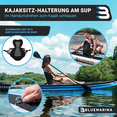 Надувна SUP-дошка Bluemarina Ariki 325x86x15 см, 5 років гарантії, комплект для веслування стоячи, вантажопідйомність до 140 кг, чорна
