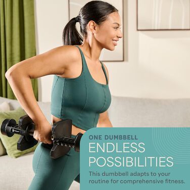 LifePro Регульована гантель - зміна ваги від 1,8 до 40,8 кг, для дому та спортзалу, компактний дизайн, чорний колір