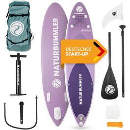 SUP-дошка Naturbummler 330x81x15 см CO2-нейтральна, повний комплект, для початківців і досвідчених, німецький бренд, лілова