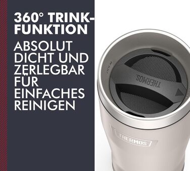 Термокружка Thermos ICON 470 мл, бежево-піщана, із нержавіючої сталі, ізольована, для кави та напоїв, зберігає тепло до 7 годин, холод до 22 годин, герметична, BPA-free, підходить для миття в посудомийній машині