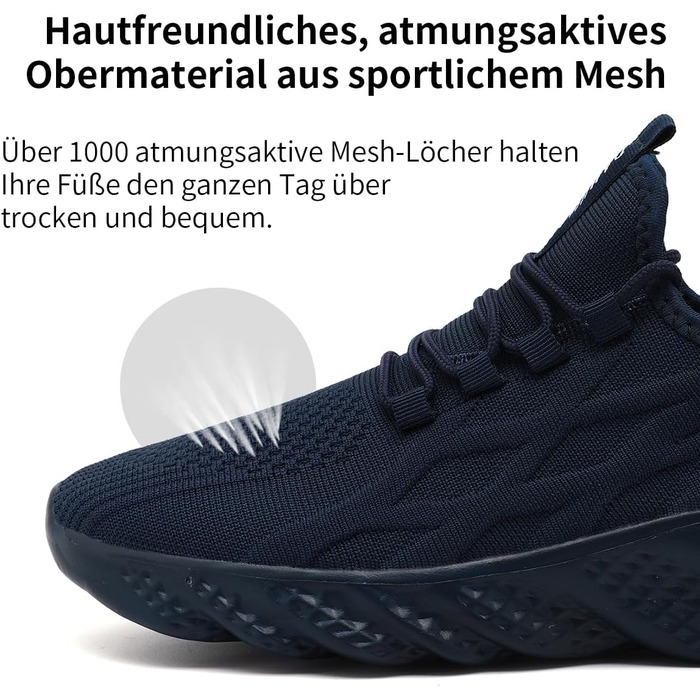 Чоловічі спортивні кросівки для бігу, тенісу, джогінгу та ходьби. Легкі, дихаючі, для вуличної активності та фітнесу. Розмір 46 EU, колір темно-синій