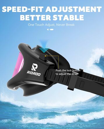 Окуляри для плавання Schwimmbrille, поляризовані, герметичні, чорно-рожеві. Для жінок та чоловіків, підлітків. Антифог, UV-захист, широкий огляд