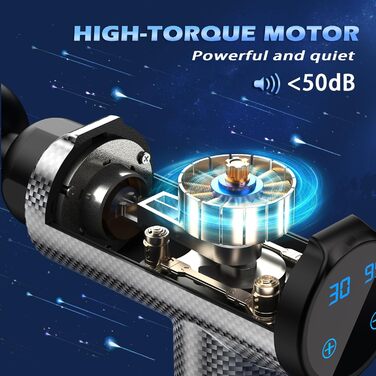 Масажер для м'язів глибокого проникнення, перкусійний електричний масажер для шиї, спини, плечей, тіла, зняття болю, 30 швидкостей, LCD-сенсорний екран з 10 насадками з карбону