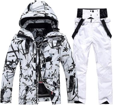 WOWULOVELY Зимовий комбінезон для чоловіків. Водонепроникний, вітронепроникний комплект куртки та штанів. Ізольований костюм для сноуборду та катання на лижах, білий, розмір 3