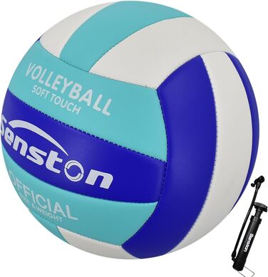 Волейбольний м'яч Senston, розмір 5, водовідштовхуючий, з насосом, для пляжу та басейну (Світло-блакитний)