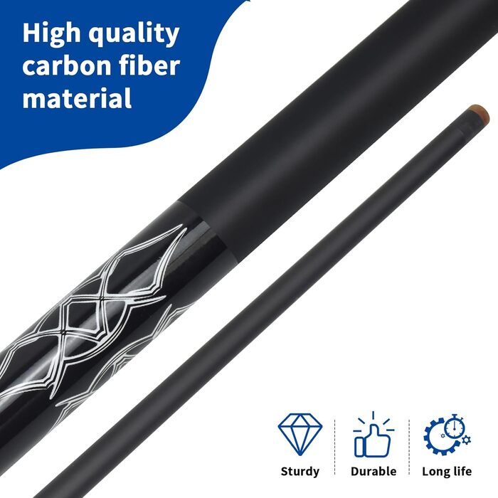 VANLAN Професійні кийки для більярду, 147,7 см, карбонові, довговічні, з маленькою ручкою, аксесуари для більярду (чорний)