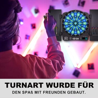 Електронна дартс-дошка Turnart з LED підсвіткою, професійна, 6 м'яких дротиків, для дому та клубу