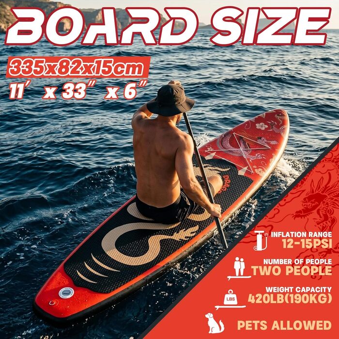 SUP дошка FEATH-R-LITE надувна з насосом, рюкзаком та веслом для дорослих