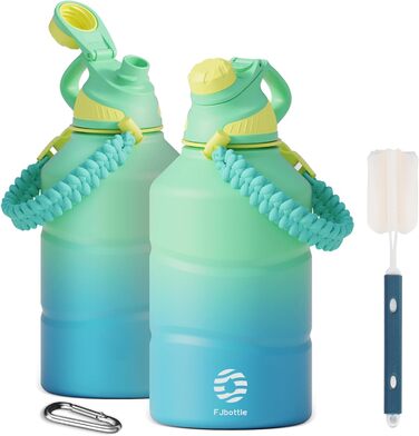 Термос-ботл Fjbottle 1900 мл з нержавіючої сталі, магнітна кришка, BPA Free, подвійні стінки, для газованої води, спортивна пляшка для води, університет, фітнес, кемпінг, аутдор, світло-зелений