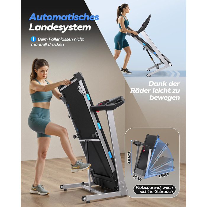 Біговий доріжки для дому Cardirun 3.0PS, 12 км/год, нахил 10%, до 160 кг, LED-дисплей, APP, Bluetooth, тиха, срільно-чорний