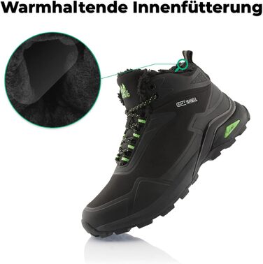 Черевики для хайкінгу/трекінгу жіночі/чоловічі, теплі, чорно-зелені (36 EU)