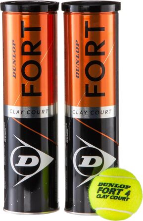 Тенісні м’ячі Dunlop Fort Clay Court для ґрунтових, трав'яних та твердих кортів, 2 упаковки по 4 штуки