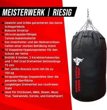 Професійний боксерський мішок XXL JUMBO 3.5FT для MMA, кікбоксингу, Муай Тай, самонаповнюваний, з підвісом, важкий, для єдиноборств