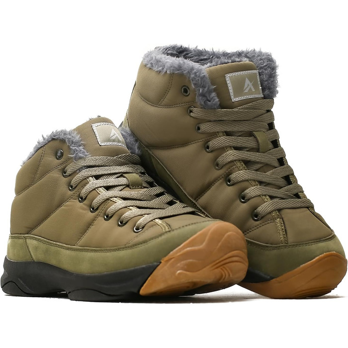 Зимові черевики Azooken для чоловіків та жінок, теплі трекінгові черевики для походів, водонепроникні зимові черевики, розміри 36-48 (41 EU, Army Grün)