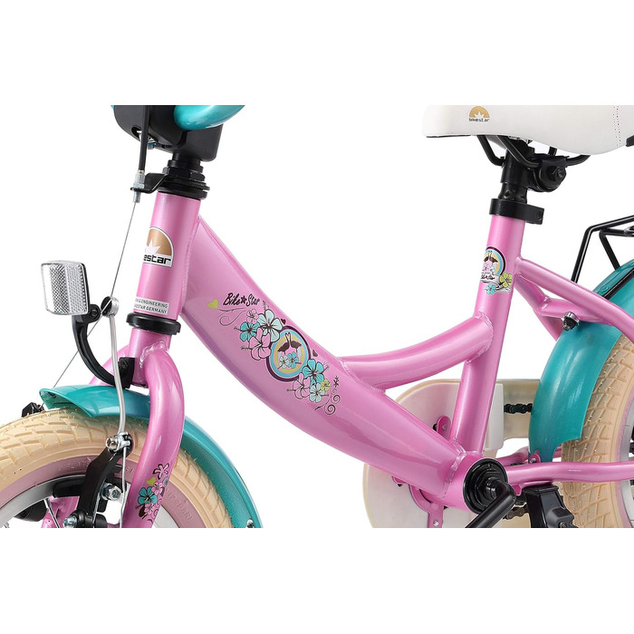 Дитяче велосипед BIKESTAR для дівчаток 3-4 років | 12-дюймовий класичний велосипед | Рожево-білий | Без ризику тестування