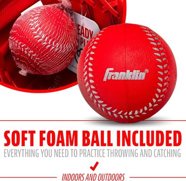 Рукавичка для бейсболу Franklin Sports RTP Kinder Teeball (червона, для правшів) + м'яч - дитячий набір для ті-болу