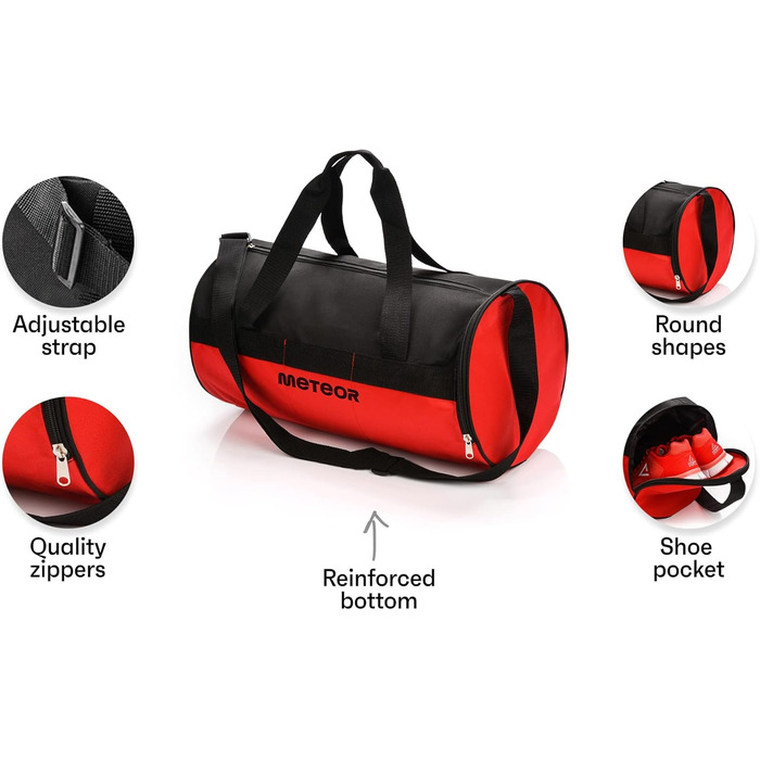 Спортивна сумка для фітнесу та подорожей 25 л з окремим відділенням для взуття, червоно-чорна (унісекс)