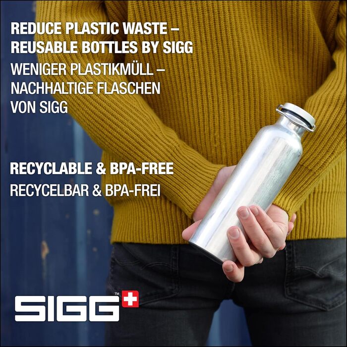 SIGG Алюмінієва пляшка для води, оригінальна, кліматично нейтральна, підходить для газованих напоїв, не протікає, легка, без BPA, 0,5/0,75 л