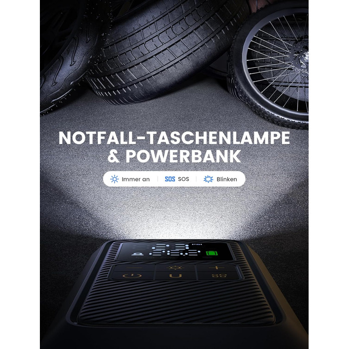 Електричний насос Lamicall для велосипедів, авто, мотоциклів та м'ячів з LED-підсвічуванням - 150 PSI, 5x швидше