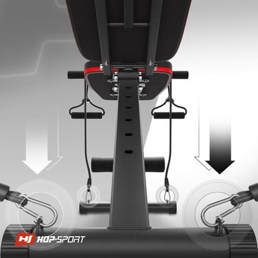 Складана тренувальна лава Hop-Sport HS-1030 з фіксацією ніг, регульована для жиму лежачи та пресу, 18 кг