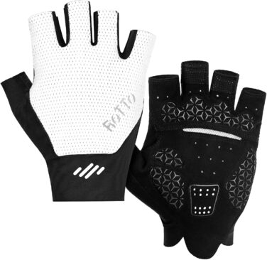 ROTTO Велосипедні рукавички напівпальці, з підкладкою, для шосе, гірського велосипеда, їзди, унісекс (білий, L)