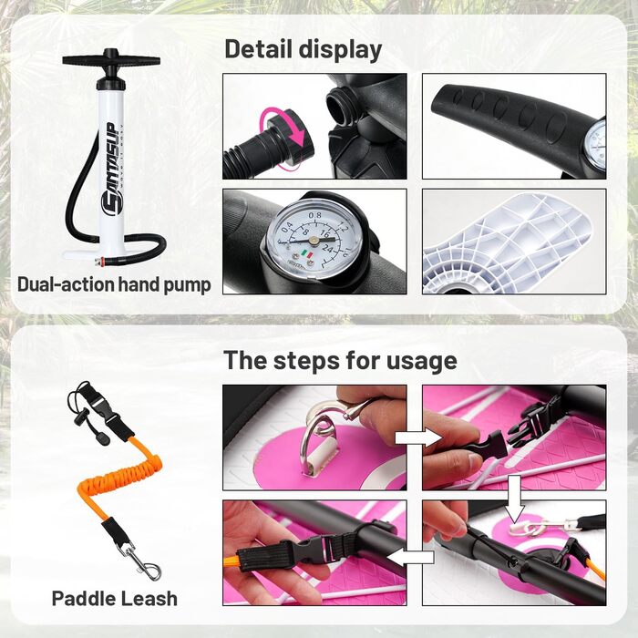 Надувне SUP-борд Stand Up Paddle Board 320/335см з аксесуарами: весло, насос, рюкзак, лінь, водонепроникна сумка. Для дорослих. Колір: корал