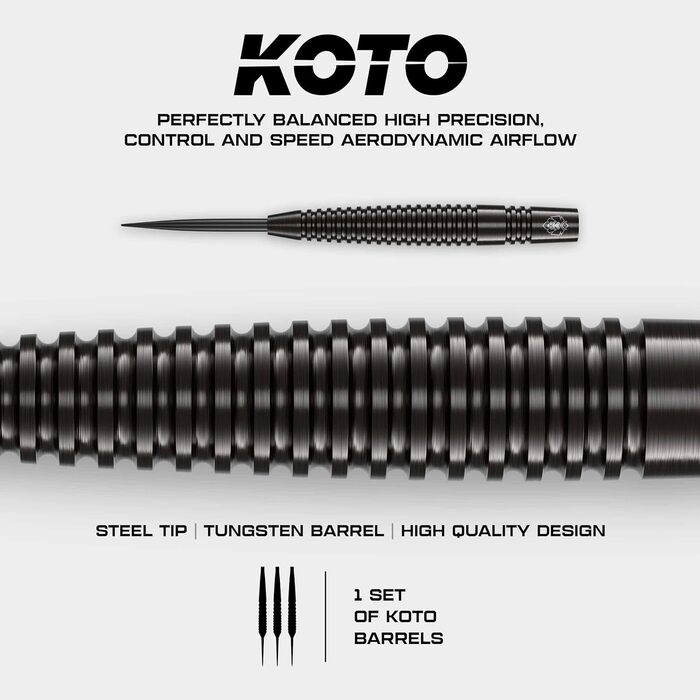 Дарти KOTO Sting Black 90% Tungsten (27г) - професійний набір стільців дартс з додатковими пір'ями та дротиками
