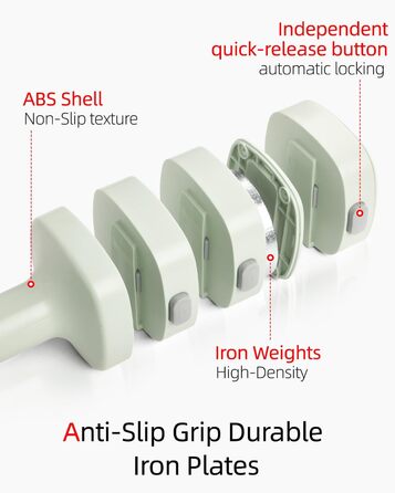 Набір гантелей Abahub 4-в-1: регульовані штанги для дому, фітнесу та силових тренувань. Підходить для жінок та початківців, вага 1-2.5 кг (зелені)