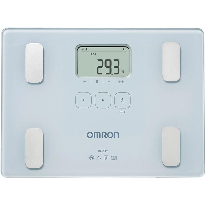 Цифрові ваги-аналізер OMRON BF212 для вимірювання ваги та жирової маси, з розрахунком індексу маси тіла (BMI), компактний дизайн