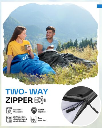 Сплячий мішок Sportneer 190x85 см: літній, легкий, водонепроникний, для кемпінгу, походів, подорожей, чорний