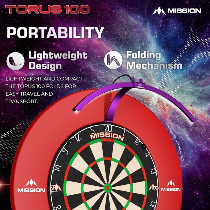 Світлодіодне освітлення для дартсу Mission Darts TOR100 Torus 100, складане, портативне, металевий фіолетовий колір