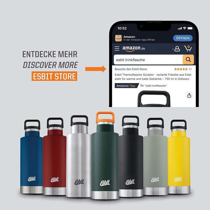 Термос Esbit Sculptor 750 мл з нержавіючої сталі, синій, для гарячих і холодних напоїв, Polar Blue, без чохла